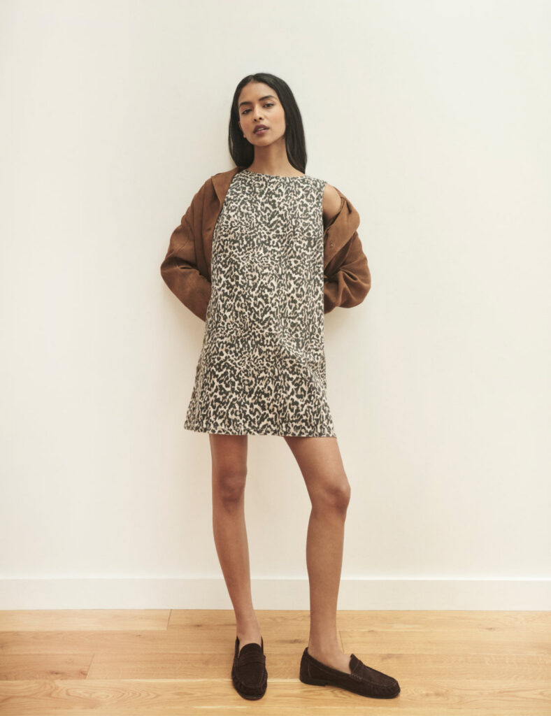 Brown Leopard Print Cotton Sleeveless Mini Dress