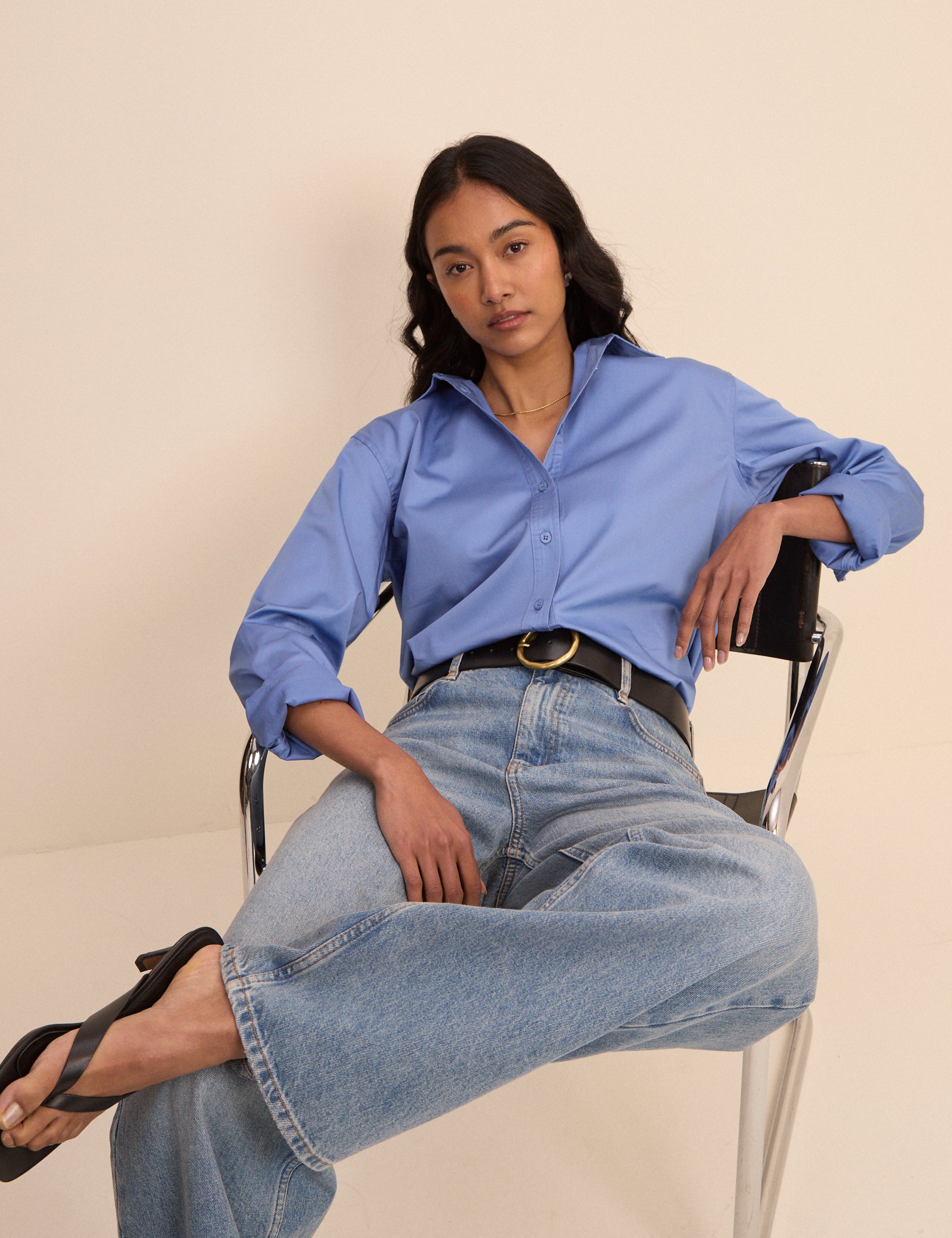 Polished Cornflower Blue Relaxed Shirt - Image 3