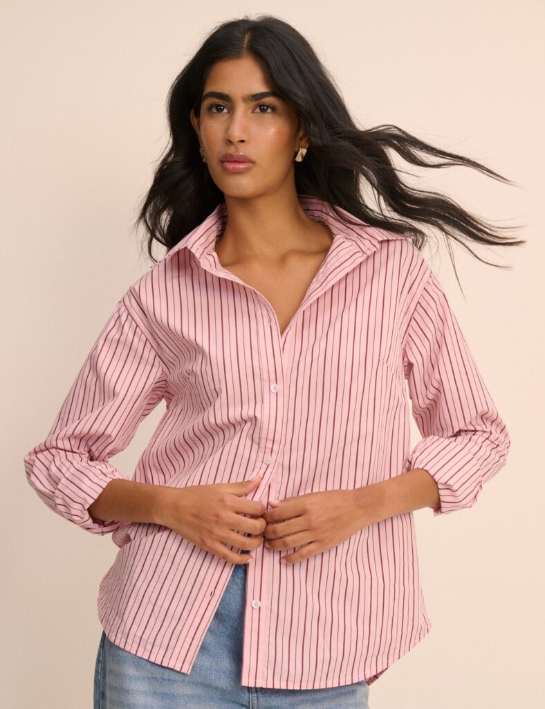 Pink Striped Relaxed Fit Shirt