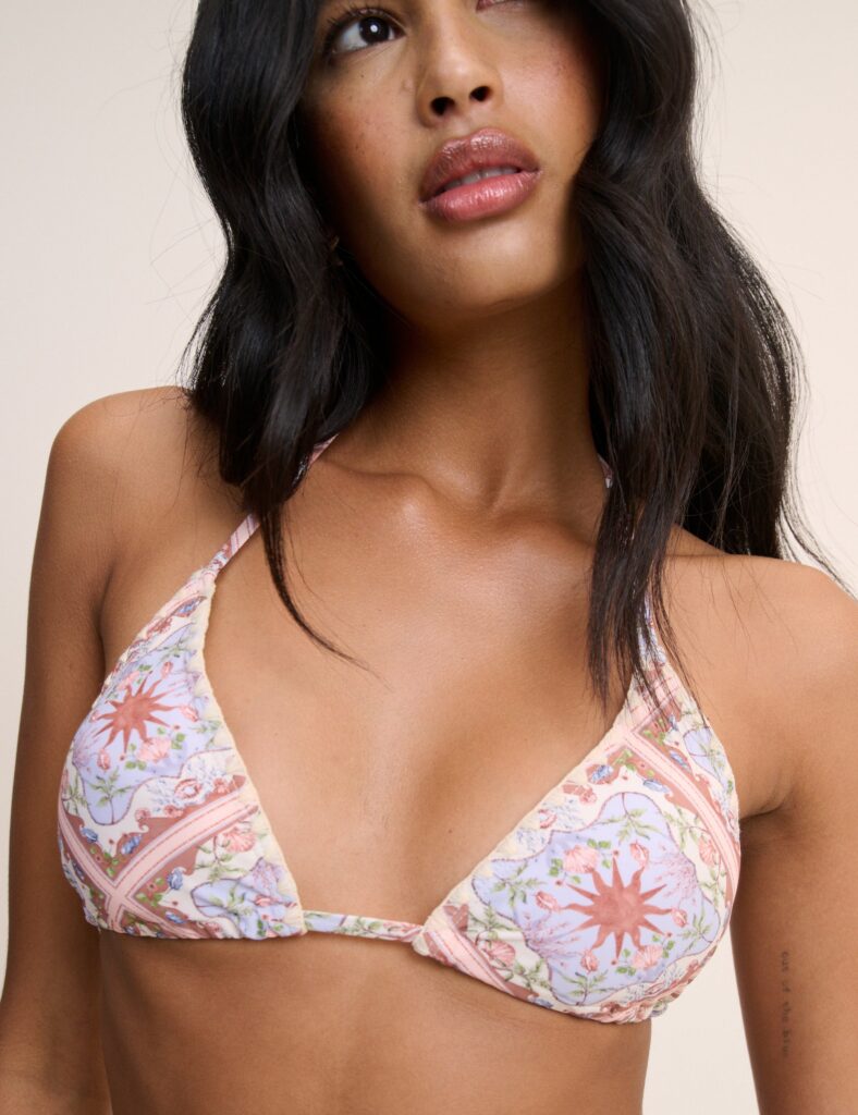 Printed Triangle Cut Bikini Top