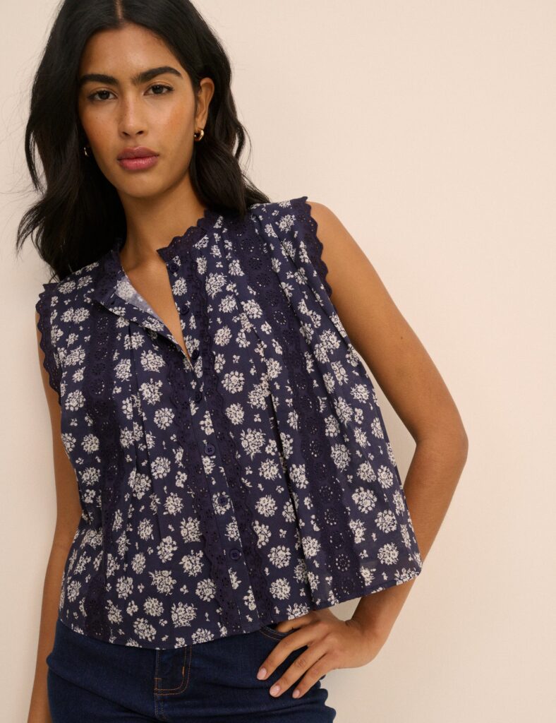 Contemporary Navy Floral Seasonal Blouse