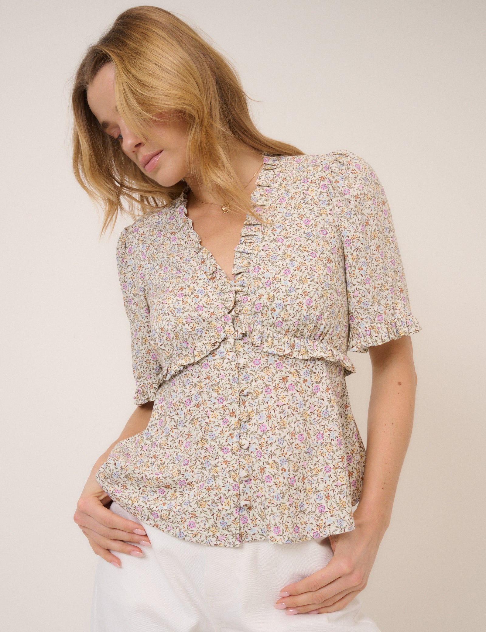 Versatile Pink Floral Seasonal Blouse