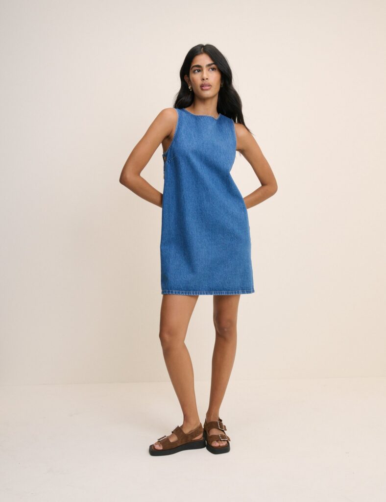 Denim Neck Sleeveless Mini Dress