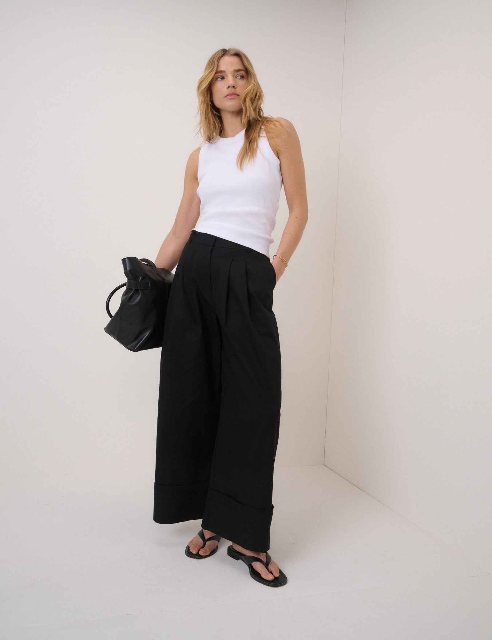 Refined White Ribbed Racer Vest Top - Image 3