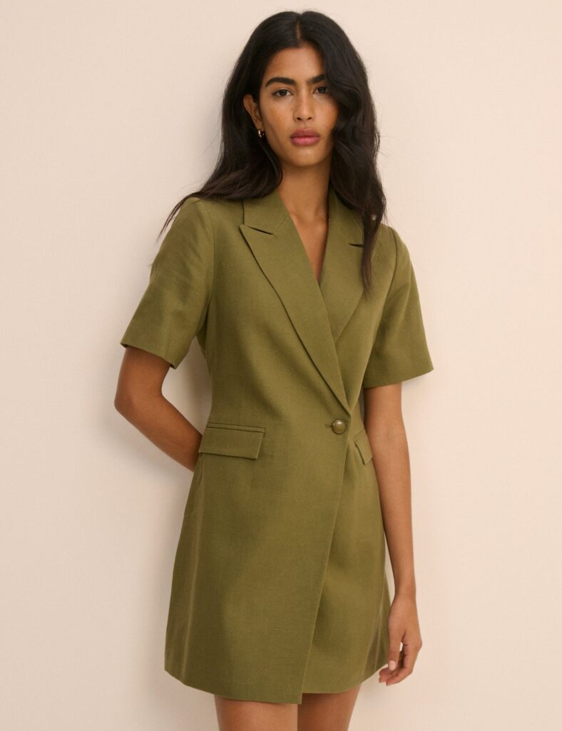 Green Short Sleeve Elegant Mini Dress