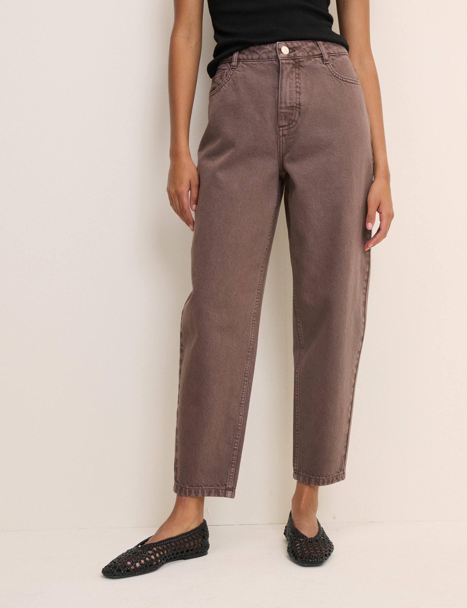 Silver High Rise Barrel Leg Structured Jeans - Image 2