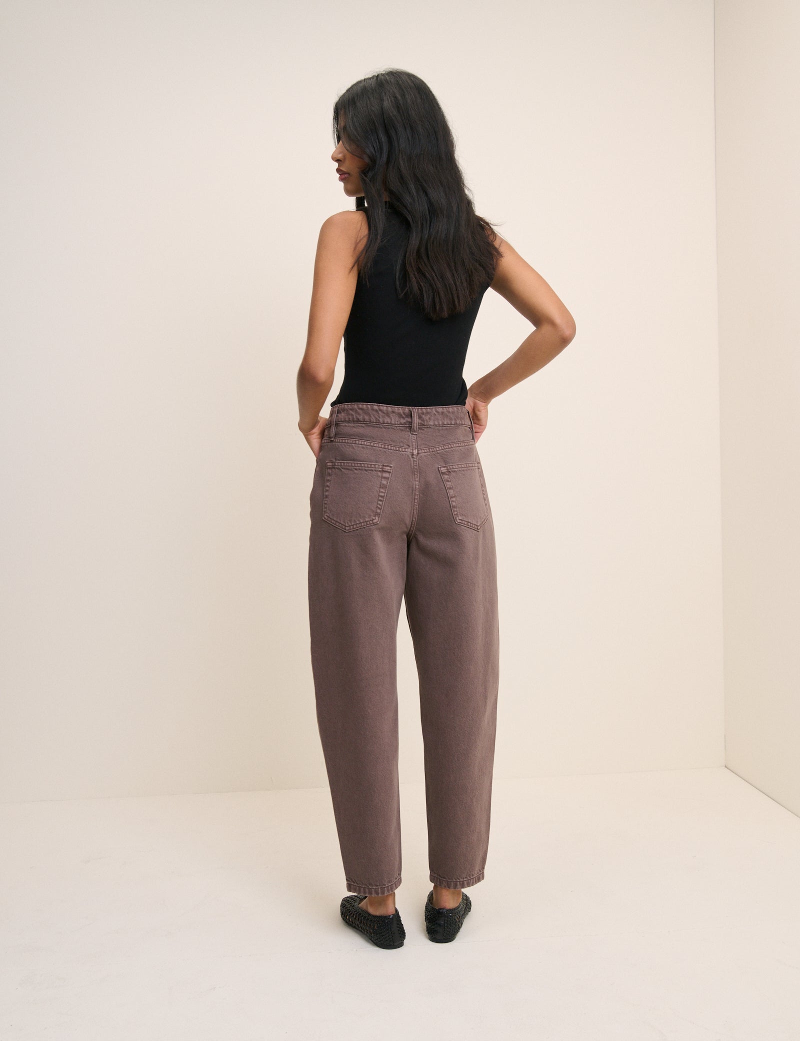 Silver High Rise Barrel Leg Structured Jeans - Image 4