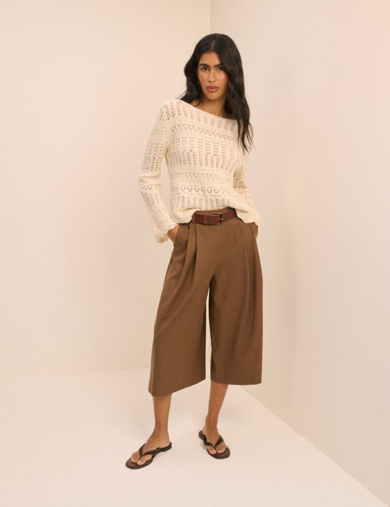 Brown High Waisted Wide Leg Culottes