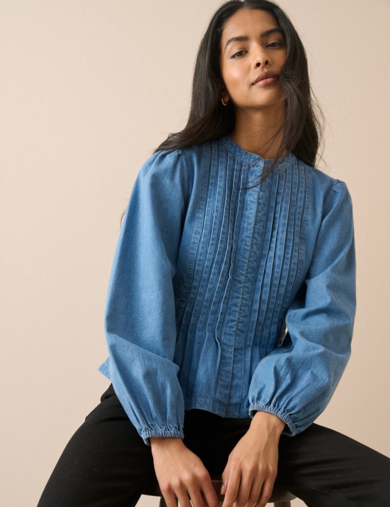 Refined Contemporary Denim Seasonal Blouse