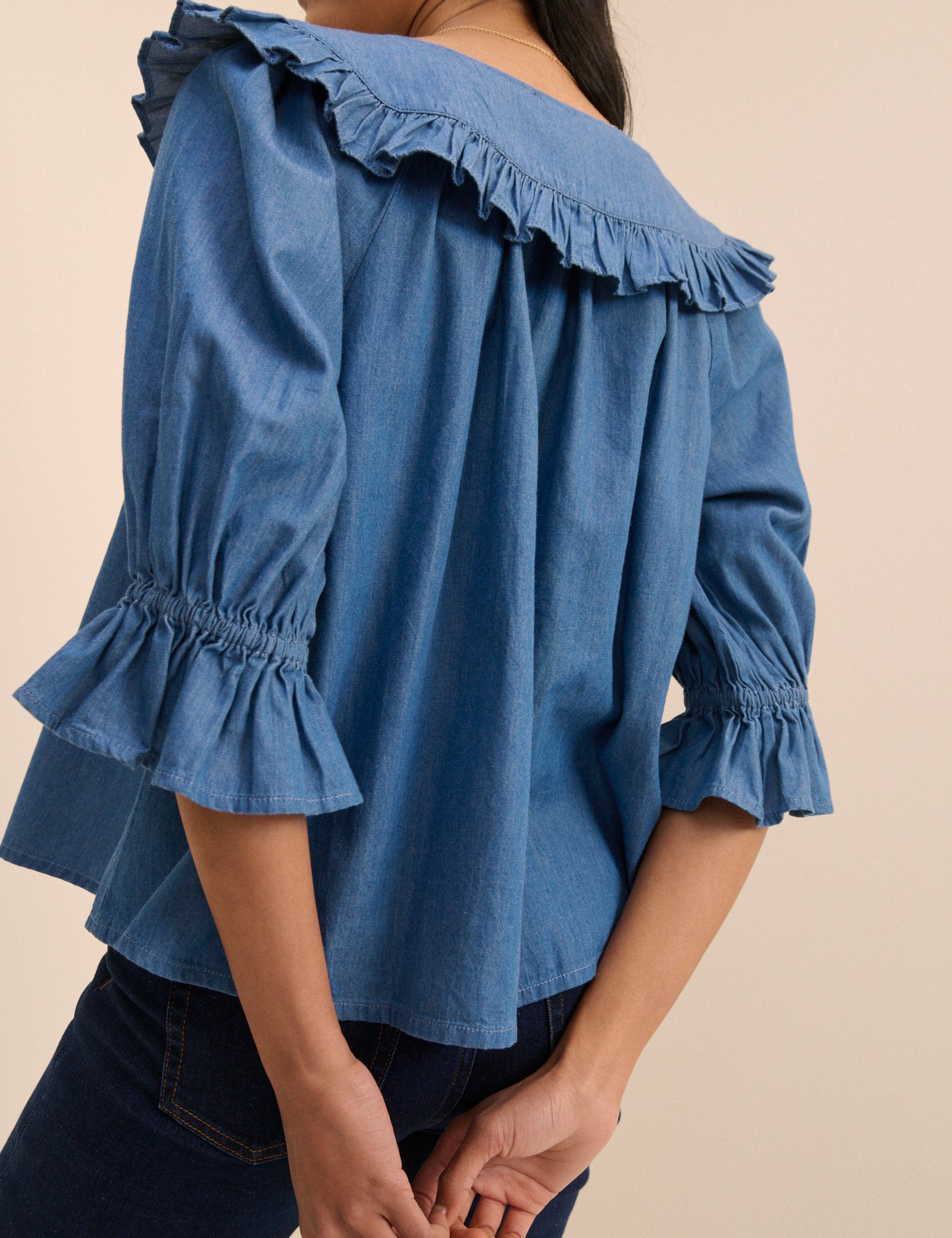 Softly Structured Blue Floral Seasonal Blouse